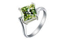 Vintage Platinum plated Green Stone crystal Ring for Women (7)