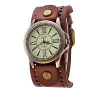 Vintage Roman Leather Watch Quartz Wristwatch Best Analog Watch Leather Quartz Watch - sparklingselections