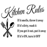 Lettering Art Quote Kitchen Rules Living Room Kitchen Vinyl Wall Sticker Wall Decoration