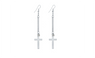 Silver Plated Cross Long Dangle Earring