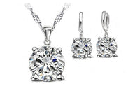 Earrings Necklace Jewelry Set Classic Wedding 925 Sterling Silver