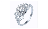 White Gold Plated Oval Zircon Cutout Finger Ring Jewelry - sparklingselections