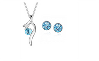 Fashion Silver Plated Crystal Pendants Necklace and Earrings