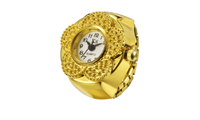 Trendy Creative Imitation rhinestone Round Elastic Quartz Watch Ring - sparklingselections