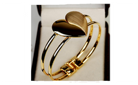 Elegant Bangle Golden Cuff Heart Bracelet Bling Hand Chain for Women