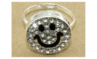 Smile Face Crystal Rhinestone Adjustable Rings for Girls - sparklingselections