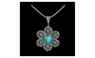 Crystal Turquoise Flower Antique Silver Pendant Necklace