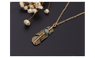 Fashion style Feather Sweater Pendant Vintage Turquoise Necklace For women