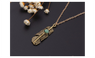 Fashion vintage Feather Turquoise Pendant Necklace For Women