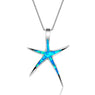 Fashion Blue Fire Star Opal White Gold Filled Necklace Pendant For Women