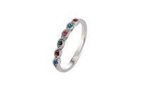 Antique Silver Plated Fashion Multicolor Crystal Ring For Women size 8