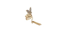 Long Chain Gold Tassels Big Butterfly Three Finger Ring (Resizable) - sparklingselections