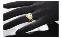 Antique Couples Leaf Feather Finger Ring For Women (Resizable)