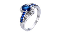 Blue Oval Zircon Stone Wedding Engagement Ring for Women (7,8,9) - sparklingselections