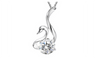 Rhinestone Inlaid Swan Shaped Woman Cubic Zirconia Pendant Necklace