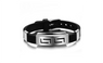 New Men's Stainless Steel Charm Black Silicone Titanium Bracelet