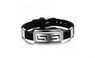 New Men's Stainless Steel Charm Black Silicone Titanium Bracelet