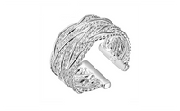 Hollow Weave Silver Wedding Engagement Ring for Women (Adjustable)