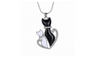 New Lovely Cat Black White Pendant Necklace For Women