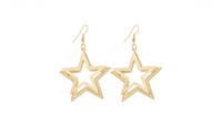 Double Five pointed Star Dangle Long Earings For Women