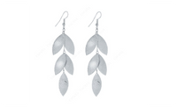 Silver Plated Shining Leaves Dangle Long Earring For Women