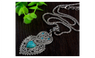 Rhinestone Turquoise Crystal Heart Pendant Necklace For Women