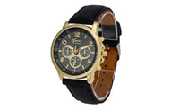 Faux Leather Black Auto Date Quartz Wrist Watch - sparklingselections