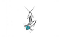 Cute Silver Plated Double Dolphins Pendant Charm Chain Necklace