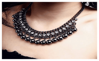 Vintage Statement Black Choker Chain Necklaces Jewelry Crystal Bead Necklace For Women - sparklingselections