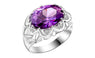 Silver Plated Flower Engagement Paved Purple CZ Diamond Big Ring(8)