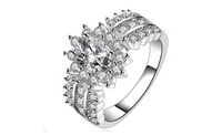 Creative Crystal Silver Plated Cubic Zirconia Stone Ring For Women