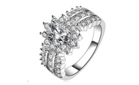 Creative Crystal Silver Plated Cubic Zirconia Stone Ring For Women (7,8) - sparklingselections