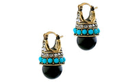 Women Round Black Palace Crystal Beautiful Earrings - sparklingselections