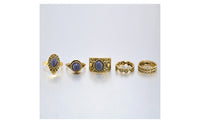 Vintage Natural Stone Opal Retro Gold Plated Rings Set