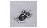 Black Crystal Gem Animal Owl Pendant Necklaces For Women