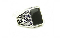 Strong Men Vintage Jewelry Square Black Stone Ring For Men Antique Silver Plated Crystal (8) - sparklingselections