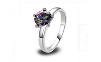 Fulgurant Round Cut Mystic Rainbow Topaz Party Women Wedding Silver Plated Ring - sparklingselections