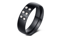 Black Color Ring With Shining Cubic Zirconia Stone Fashion Jewelry