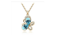 Crystal Butterfly Full Of Rhinestone Silver Plated Fashion Jewelry For Women (Gold Navy Blue) - sparklingselections
