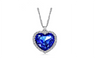 New Dark Blue Crystal Heart Pendant Chain Necklace