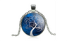 Vintage Tree Cabochon Pendant Statement Chain Necklace for Women