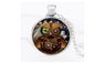 Steampunk Personality Charms Brown Owl Dome Pendant Necklace