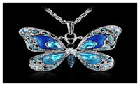 Beautiful Rhinestone Butterfly Long Necklaces Sweater Pendant Necklaces - sparklingselections