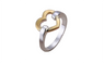 Women's Silver Plated Golden Love Heart Statement Ring (6,7,8)