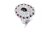 Vintage Big Crystal Imitation Ruby Platinum Plated Rings For Women (7)