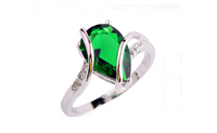 Absorbing Green Emerald Quartz 925 Silver Ring for Women