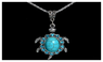 Turquoise Rhinestone Turtle Tortoise Shaped Pendants Retro Necklaces