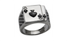 New Men's 18k White Gold Plated Black Enamel Spades Poker Ring-Size-7