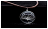 Glass Ball Dandelion Long Strip Leather Chain Pendant Necklace