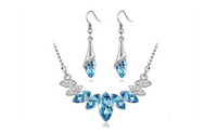 18K Platinum Plated Austrian Crystal Water Drop Jewelry Set - sparklingselections